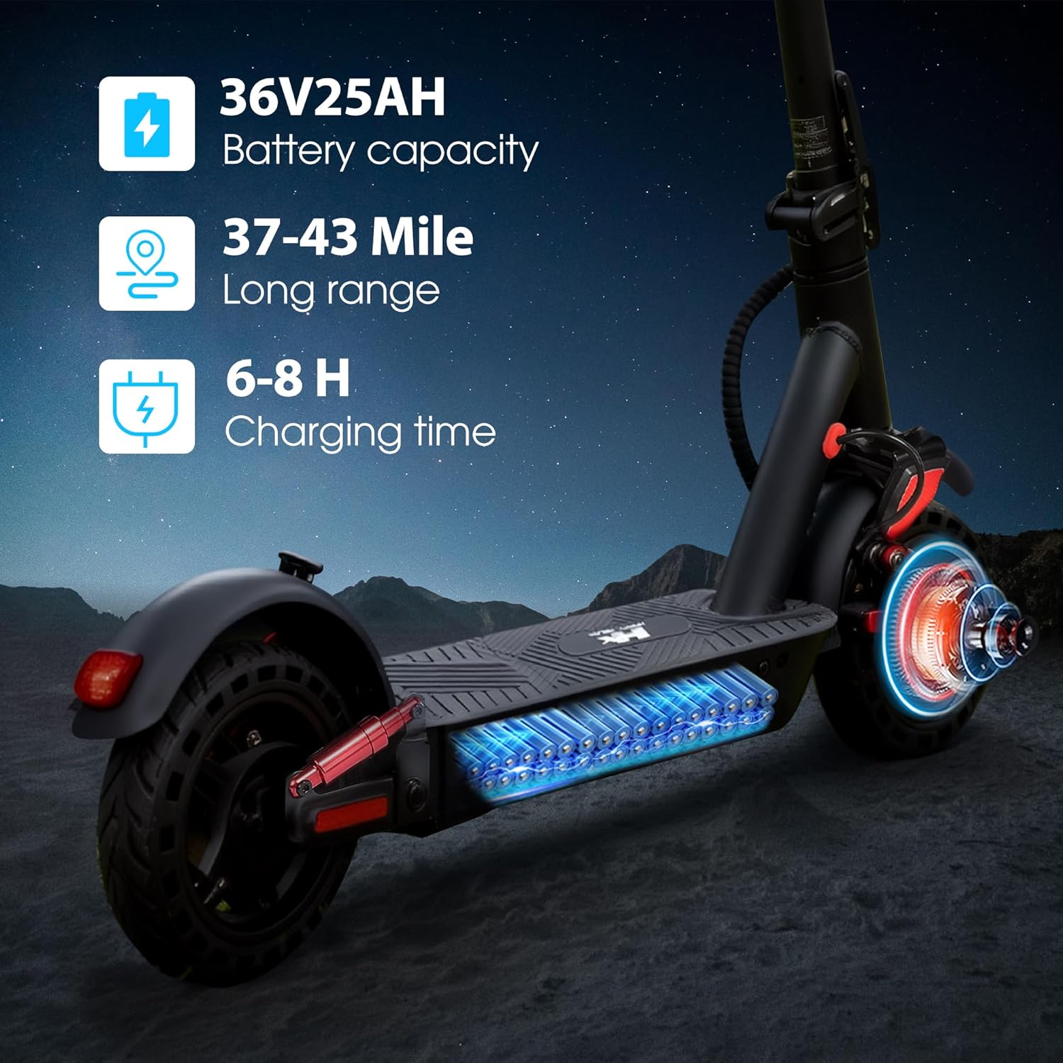 HX D06 Electric Scooter, 500W Motor, Dual Suspension, 20 MPH, Up